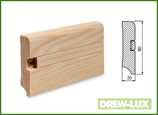 Listwa przypodłogowa sosnowa 8,0 x 1,9 - ŁATWY MONTAŻ